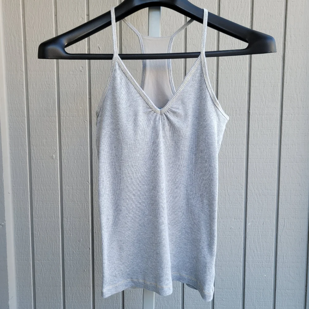 Victoria's Secret Built-in-Bra Cotton Stretch Ribbed Halter Tank Top Small grey - Picture 11 of 11